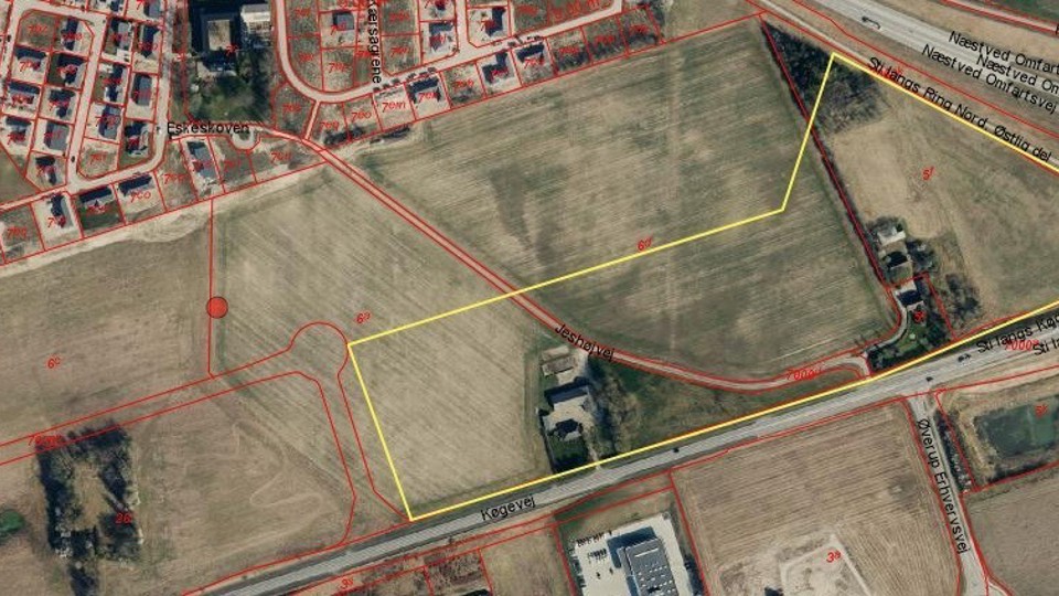 Kort Med Markering Af Delområde IV Lokalplan 080 Køgevej, Næstved